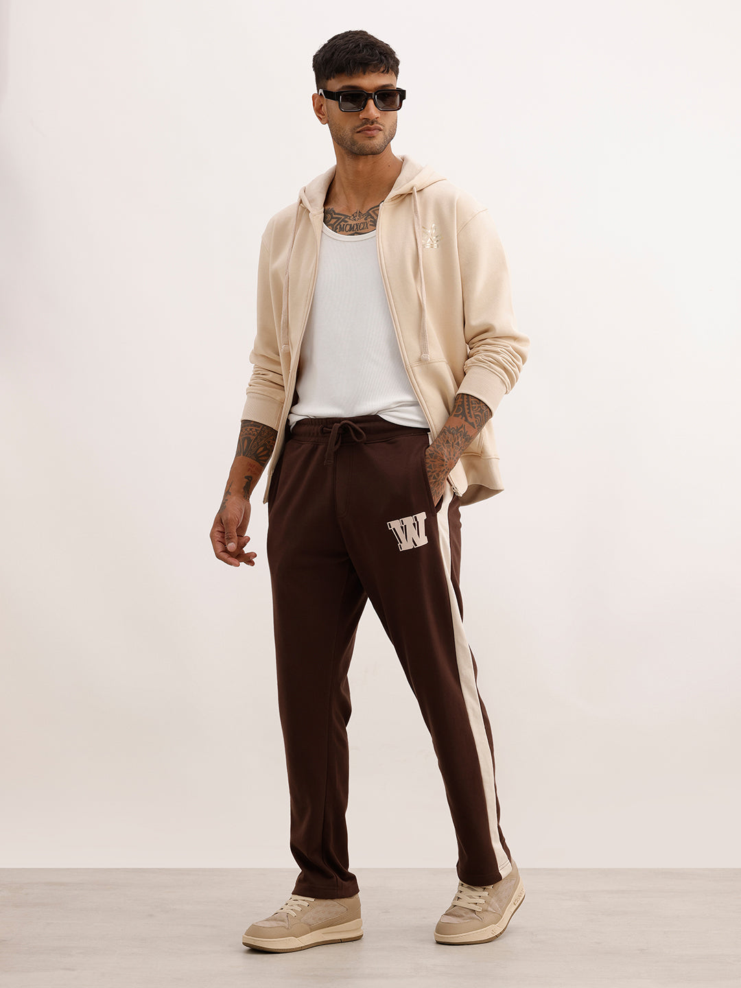 Regular Fit Placement Printed Knitted Sweatshirt | Brown | WWKJ3373M
