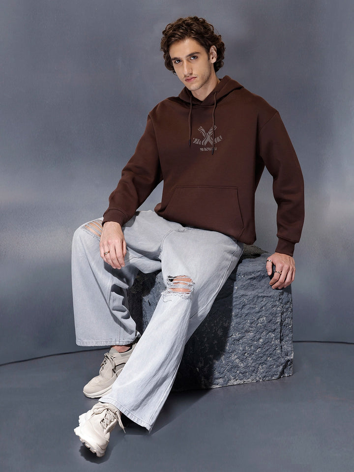 Men’s minimal graphic hooded sweatshirt | Java