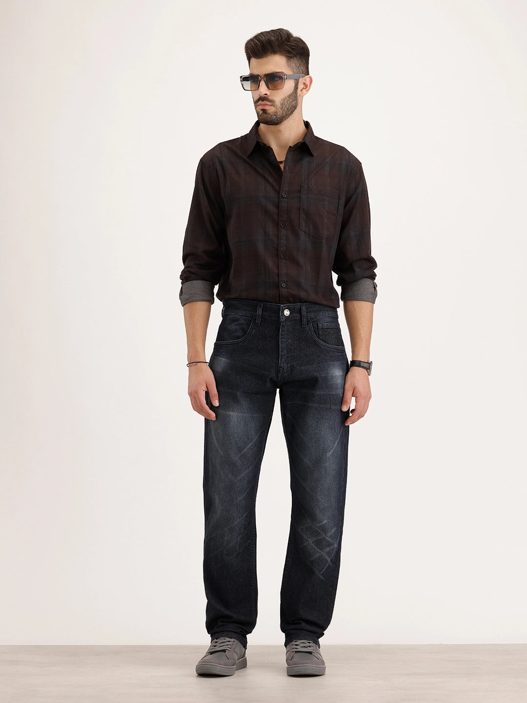 Relaxed Fit Faded Denim Jeans | Blue
