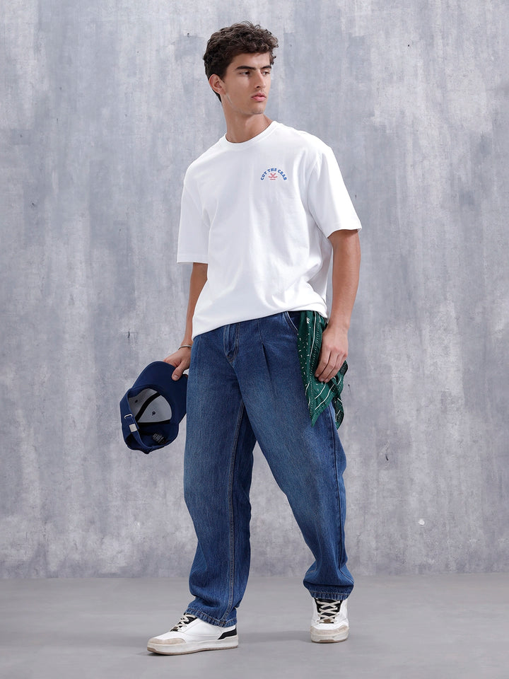 Men’s Casual Oversized Fit Graphic T-Shirt | White