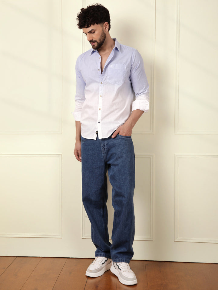 Casual Ombre Washed Shirt | Light Blue