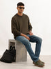 Comfort Fit Textured Knited Sweater | Olive