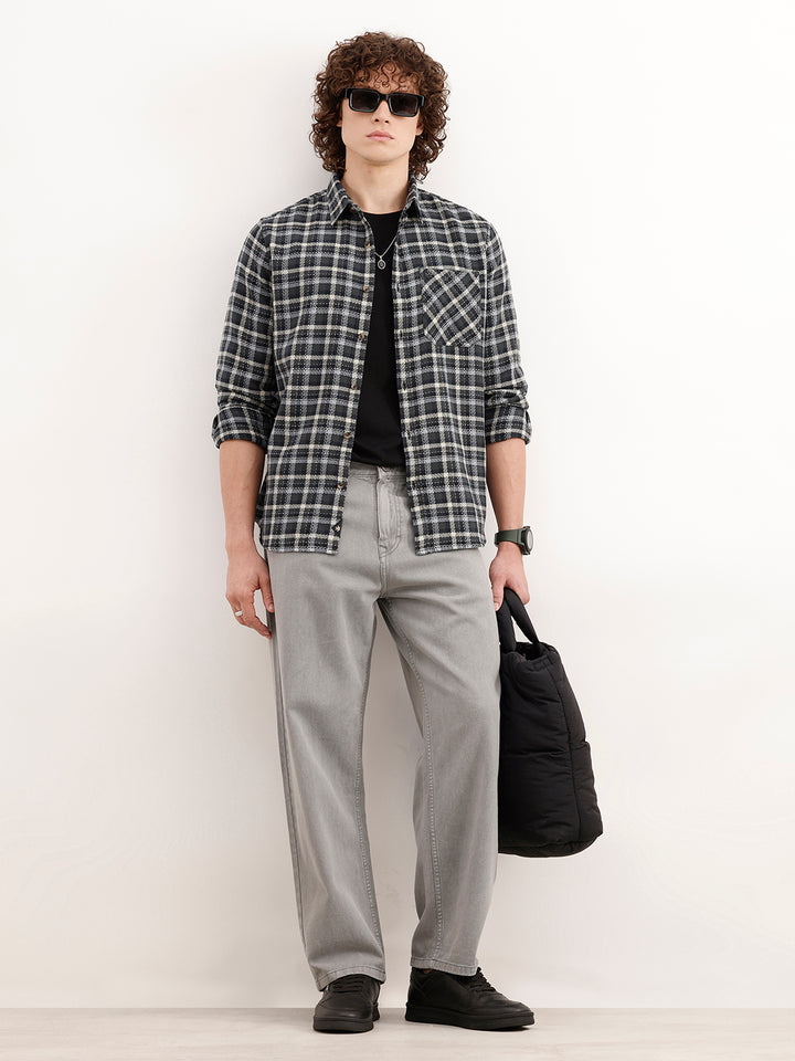 Regular Fit Checkered Shirt | Olive