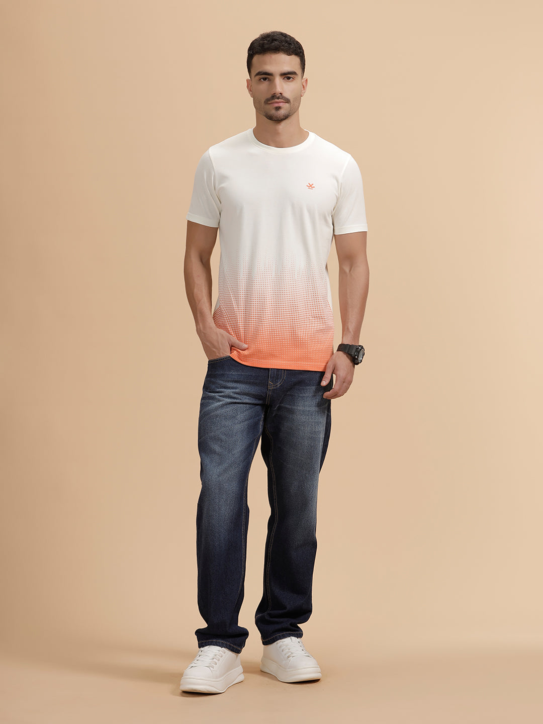 Pixel Ombre Printed T-Shirt | White