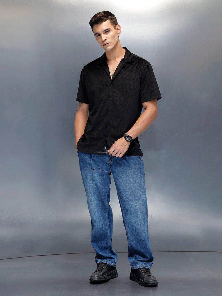 Textured Classic Men’s Comfort Fit Shirt | Black
