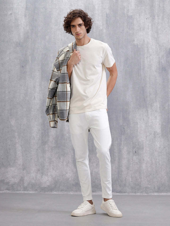 Solid Skinny Crop Jeans | White