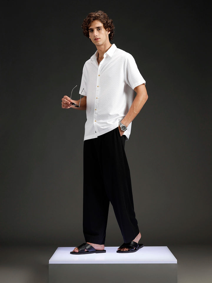 Wrogn Casual Textured Slim Fit Shirt | White
