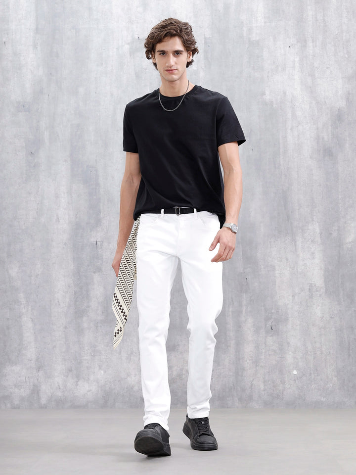 Men Casual Slim Fit Jeans | White