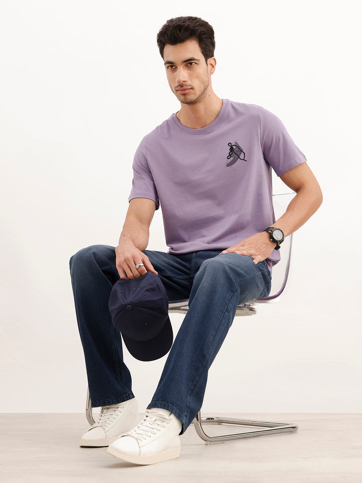 Slim Fit Emroidered Patch Detail T-Shirt | Purple