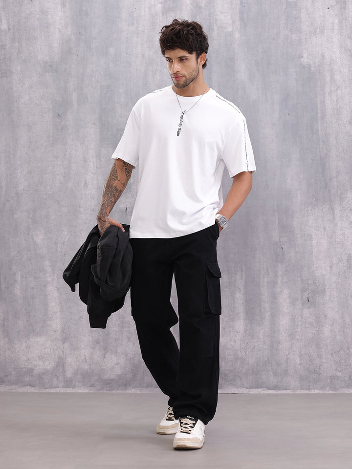 Typo Graphic Printed Oversized Fit T-shirt | White