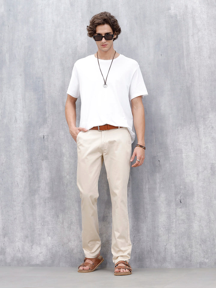 Men's Casual Straight Fit Trousers | Khaki