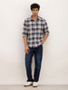 Slim Fit Checkered Full Sleeve Shirt | Blue