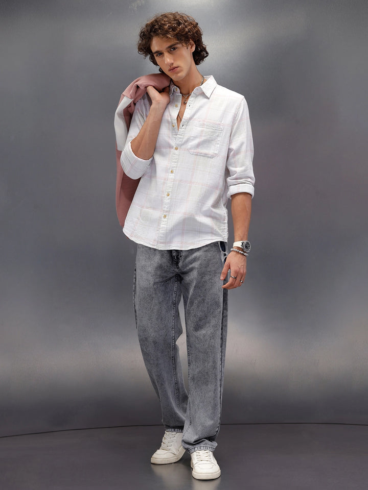 Checkered Full Sleeve Slim Fit Shirt | Light Green