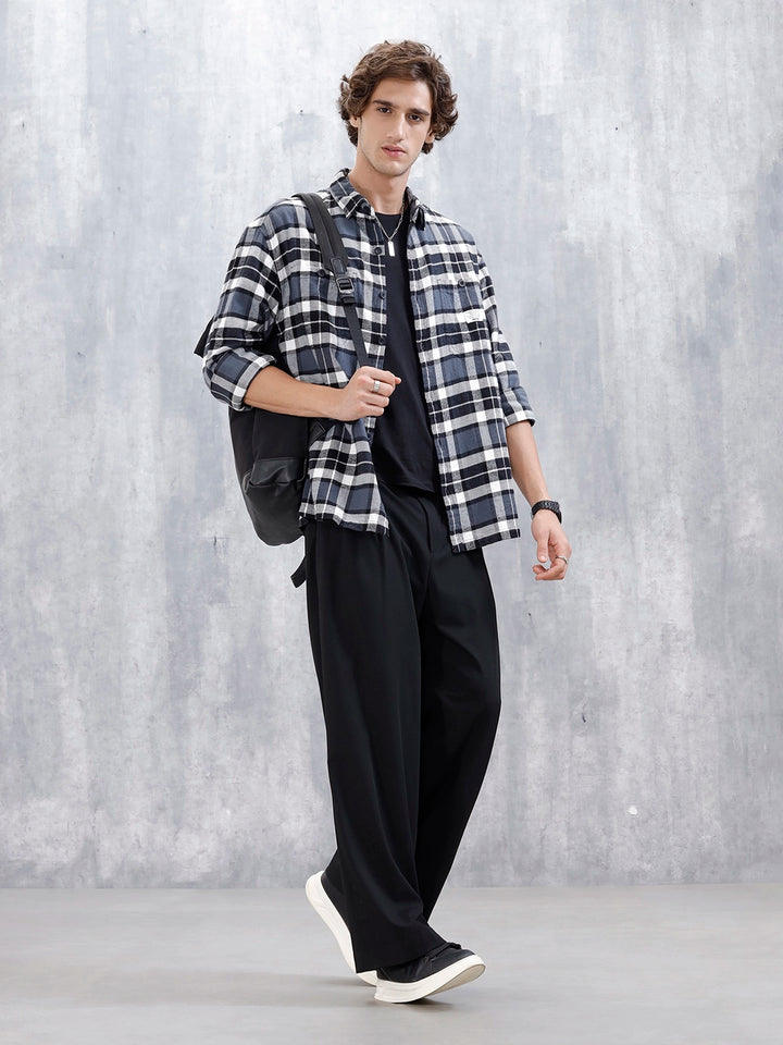 Wrogn Men's Oversized Checks Shirt | Grey