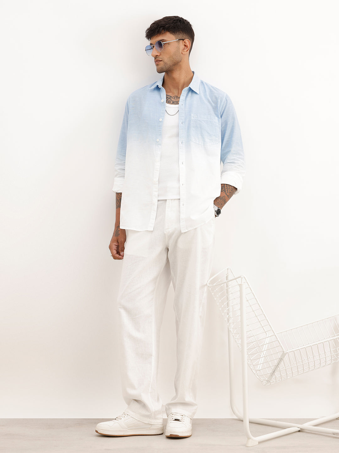 Regular Fit Gradient Printed Shirt | Blue