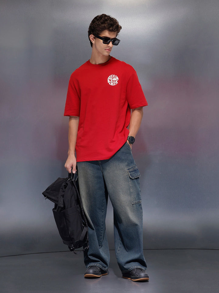 Men's Oversized Tee With Graphic  |  Red