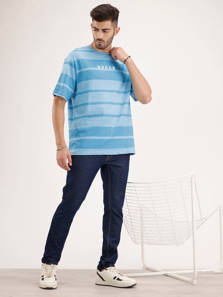 Claasic Oversized Striped T-Shirt | Blue