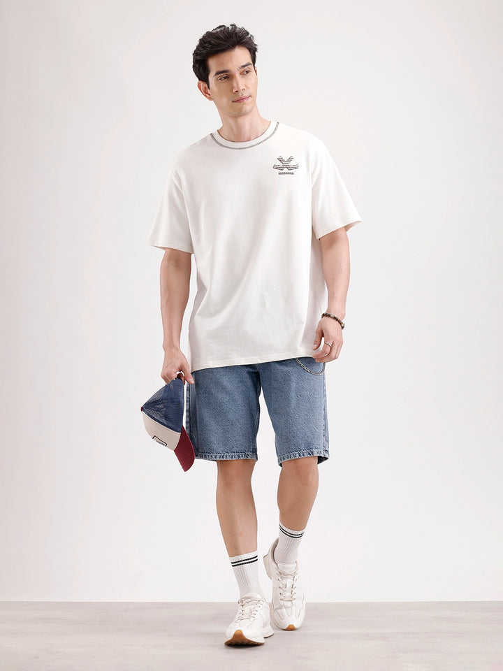 Classic Oversized Back Printed T-Shirt  | Beige