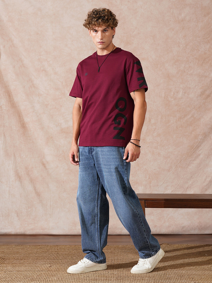 Heavy GSM Printed Oversized T-Shirt | Wine