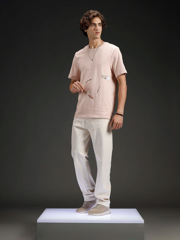 Men's Regular Fit T-shirt with Placement Graphic | Pink