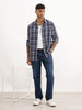 Slim Fit Checkered Full Sleeve Shirt | Navy Blue