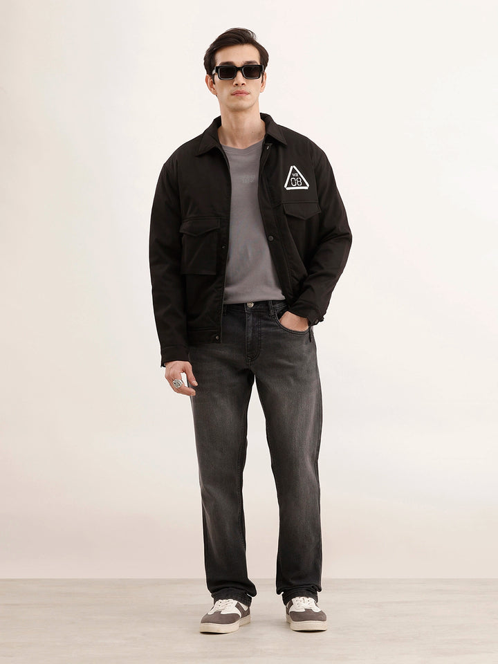 Straight Fit Faded Denim Jeans | Dark Grey