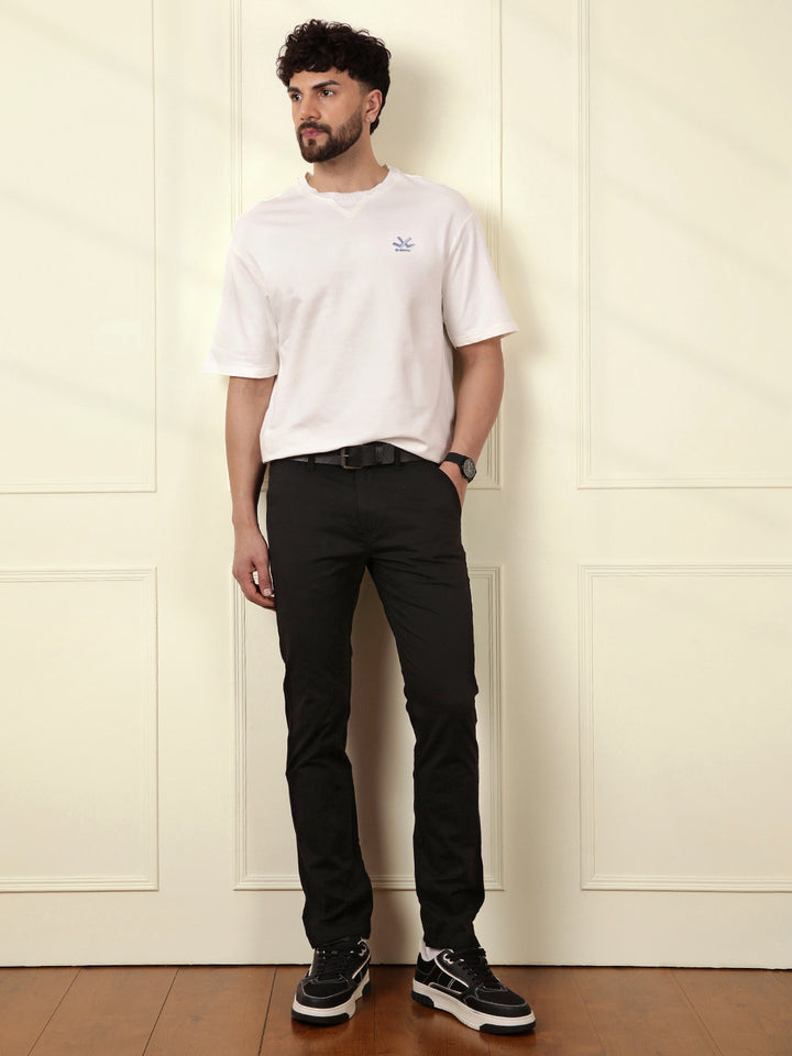 Soft Cotton Blend Chino Trouser | Black