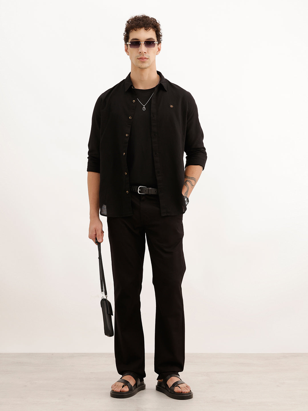 Solid Straight Fit Trouser | Black
