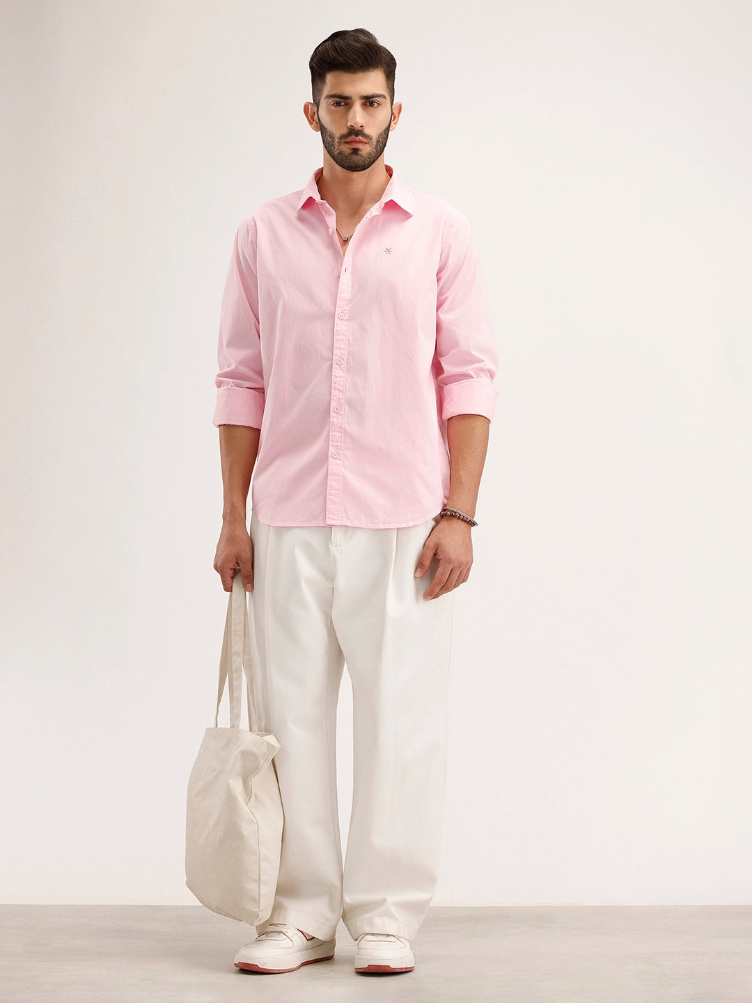 Solid Regular Fit Full Sleeve Shirt | Pink