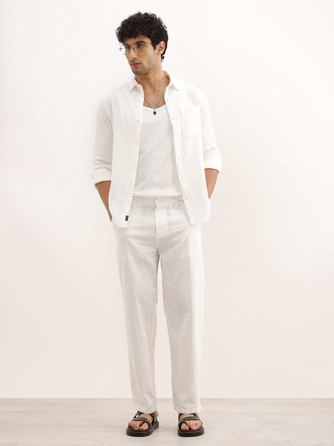 Classic Solid Loose Fit Trouser | White