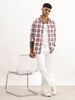 Slim Fit Embroidered Detail Checkered Shirt | Red