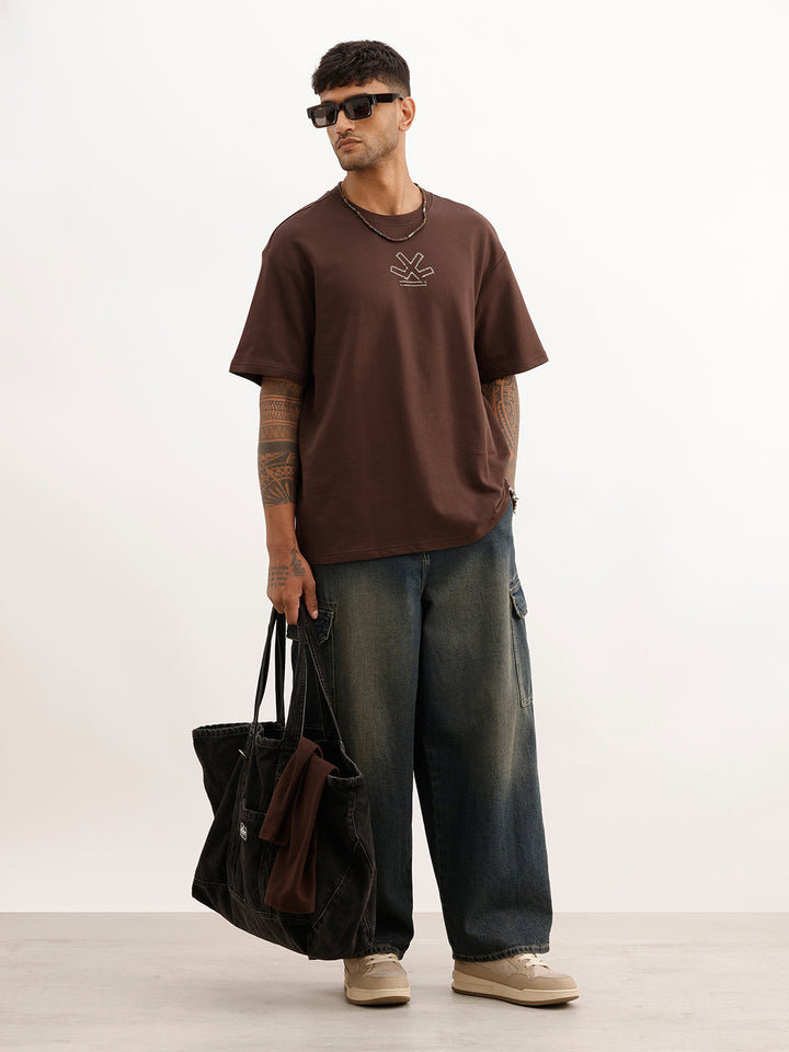 Classic Oversized Back Puffer Printed T-Shirt | Brown