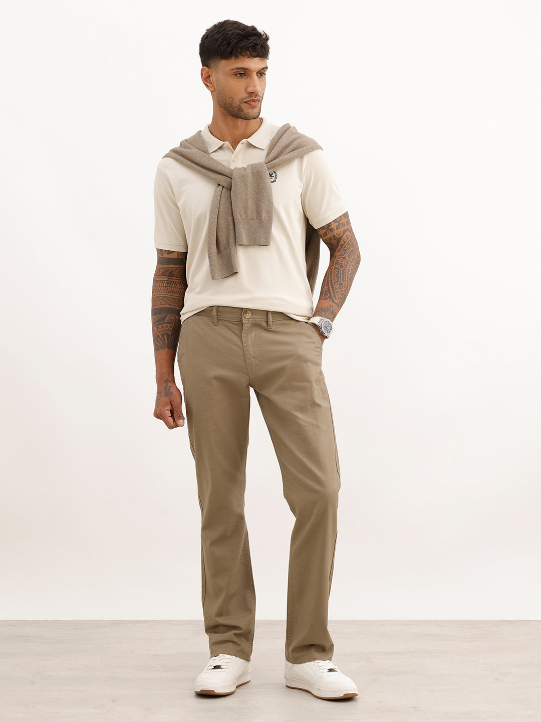 Classic Solid Straight Fit Trouser | Olive