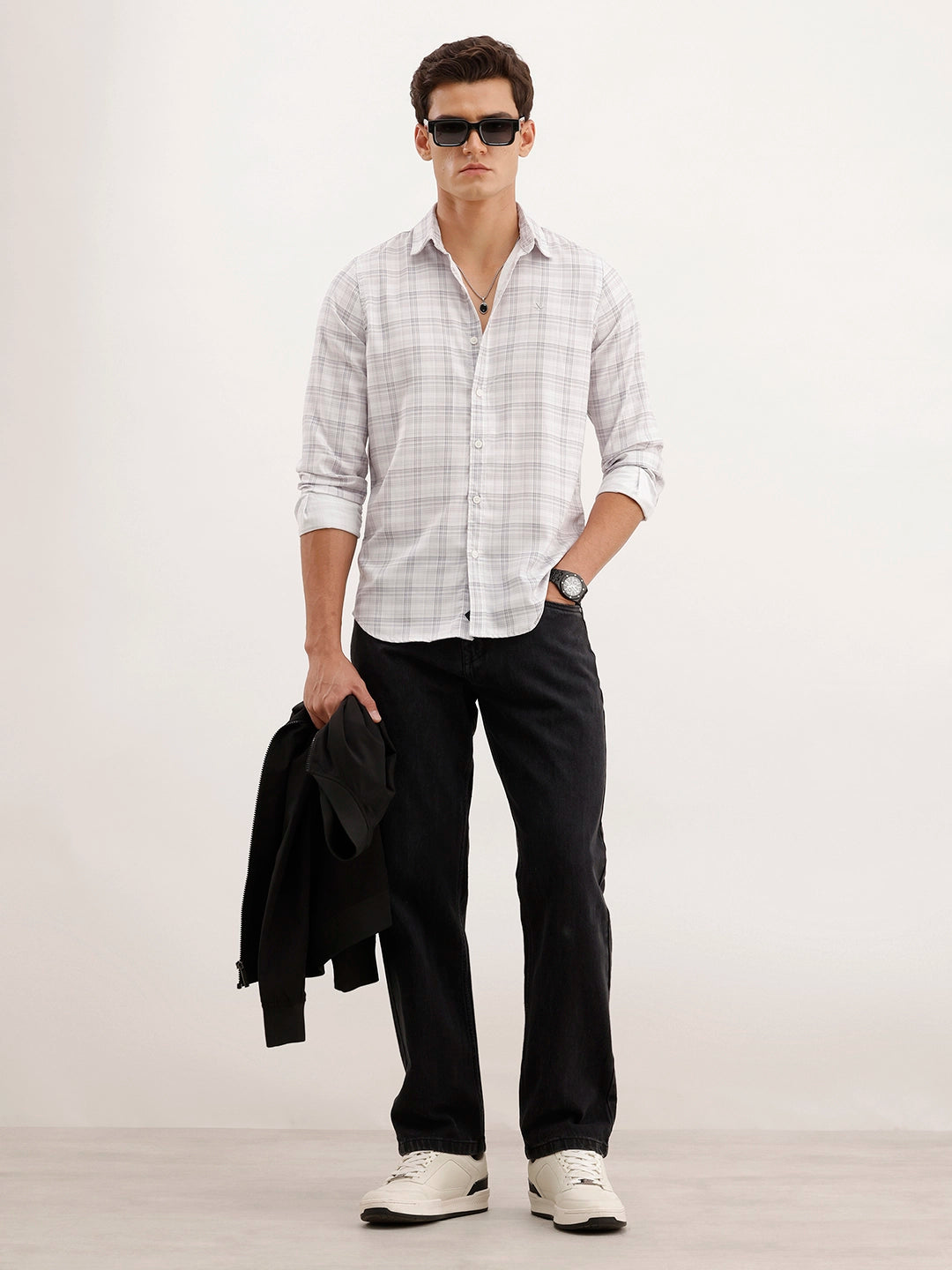 Regular Fit Checkered Shirt | Off White