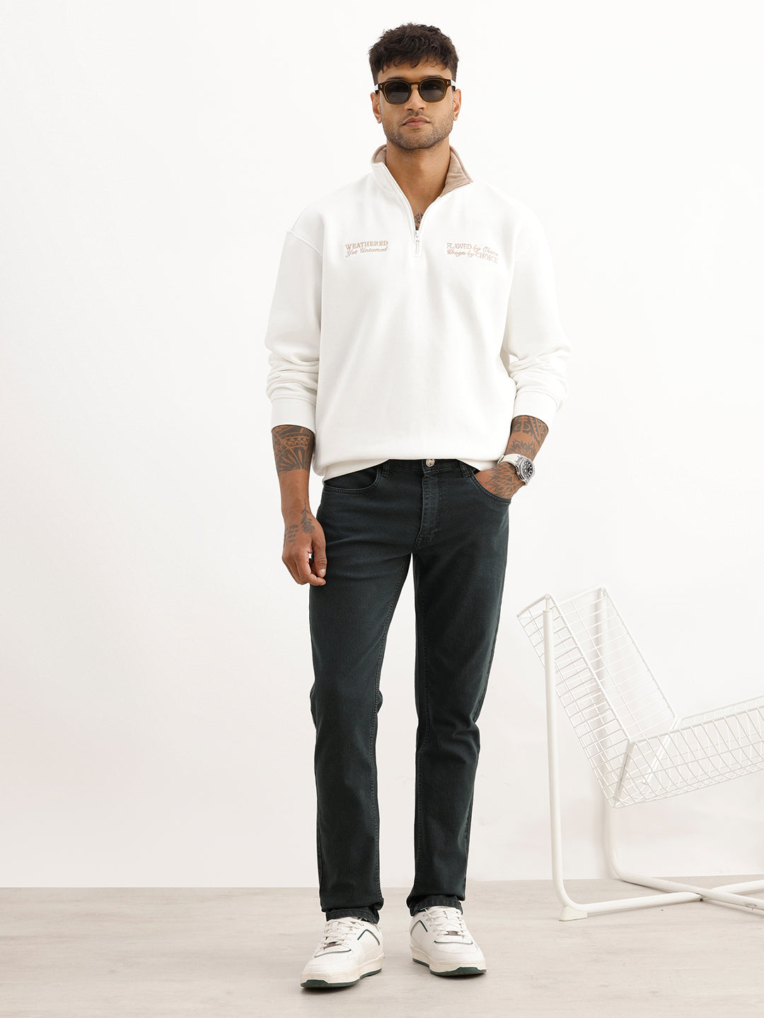 Solid Skinny Fit Denim Jeans | Dark Green