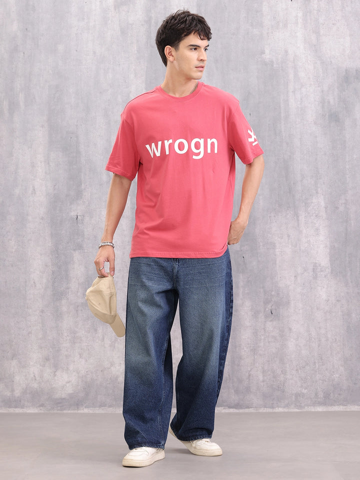 Wrogn Typo Printed Oversized Fit T-shirt | Red