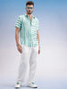 Slim Fit Striped Half Sleeve Shirt | Green