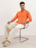 Regular Fit Tipping Collar Full Sleeve Polo T-Shirt | Orange