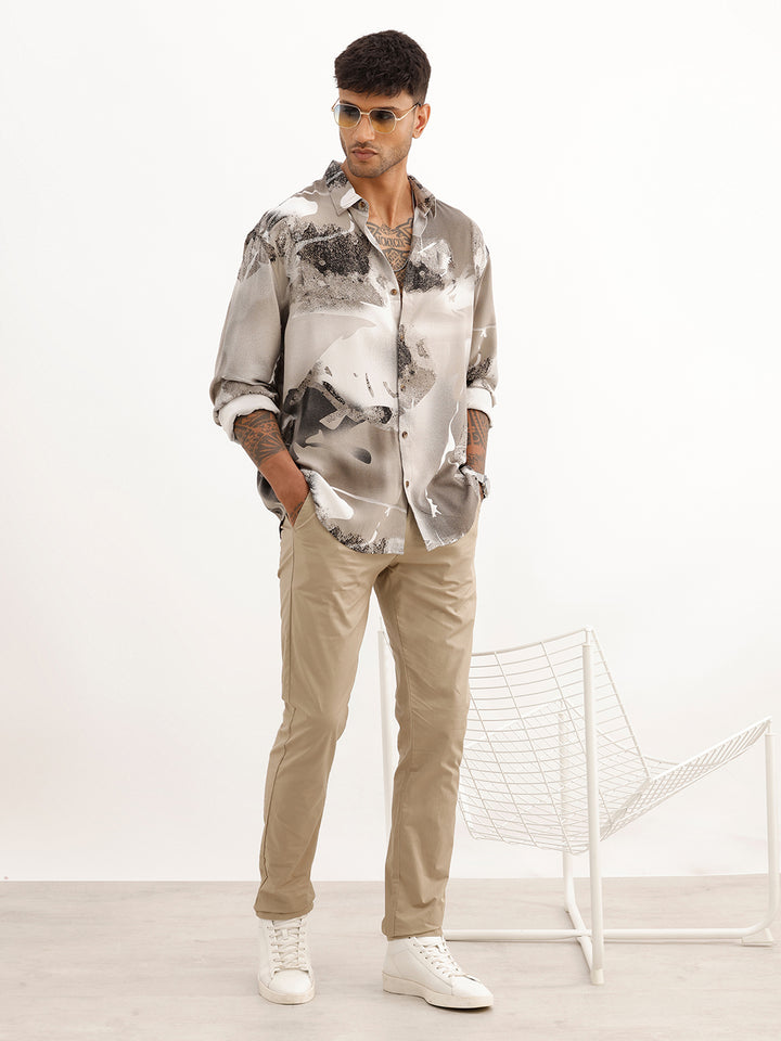 Comfort Fit AOP Full Sleeve Shirt | Grey
