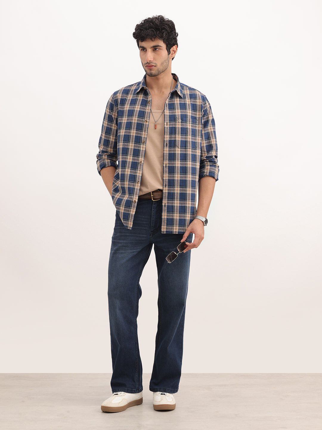 Classic Regular Fit Checkered Shirt | Peach