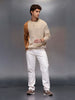 Men's Slim Fit Cable Knit Colorblocked Sweater  |  White
