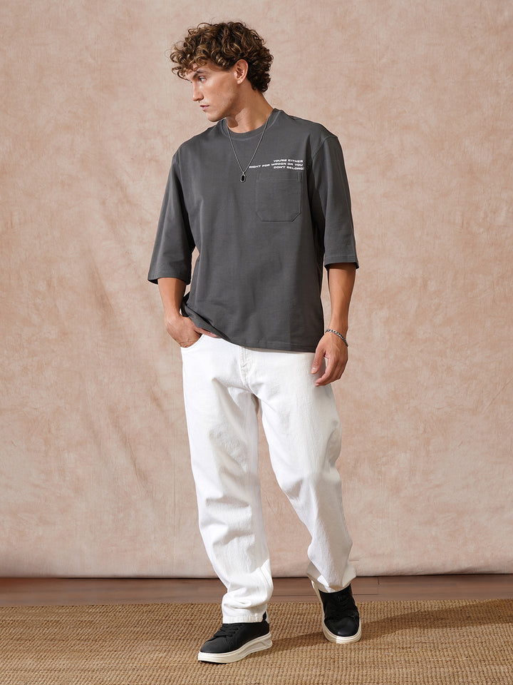 Heavy GSM 3/4th Sleeve T-Shirt | Grey