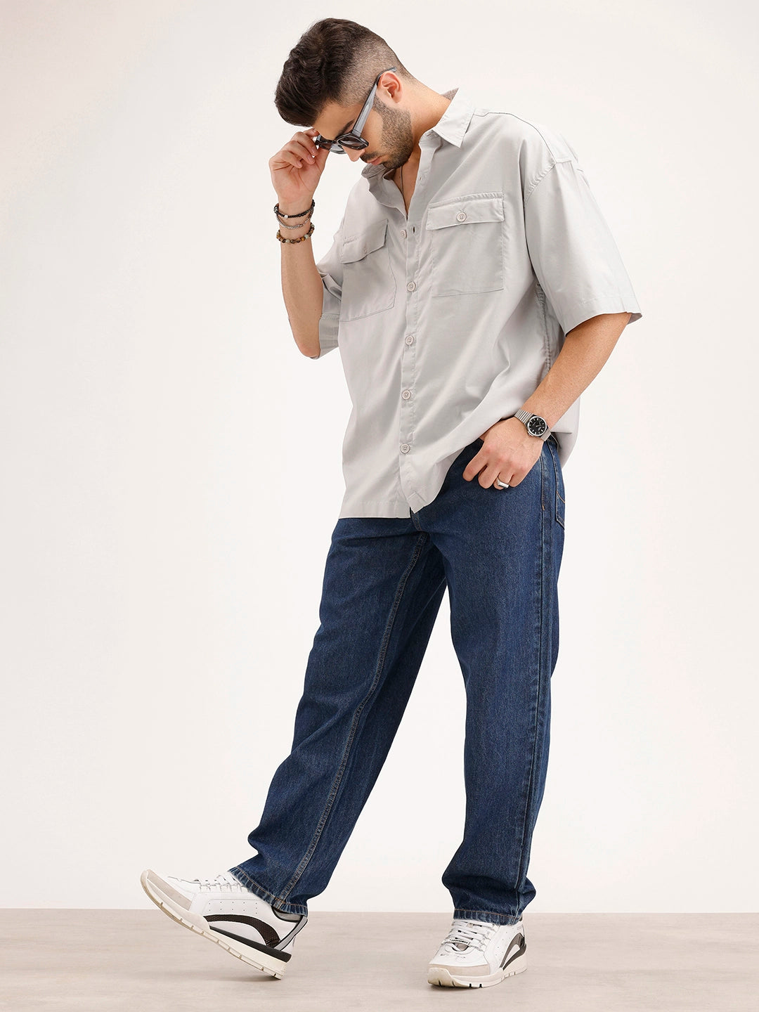 Solid Loose Fit Denim Jeans | Blue