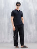 Wrogn Men's Slim Fit Polo T-Shirt With Contrast Collar | Black