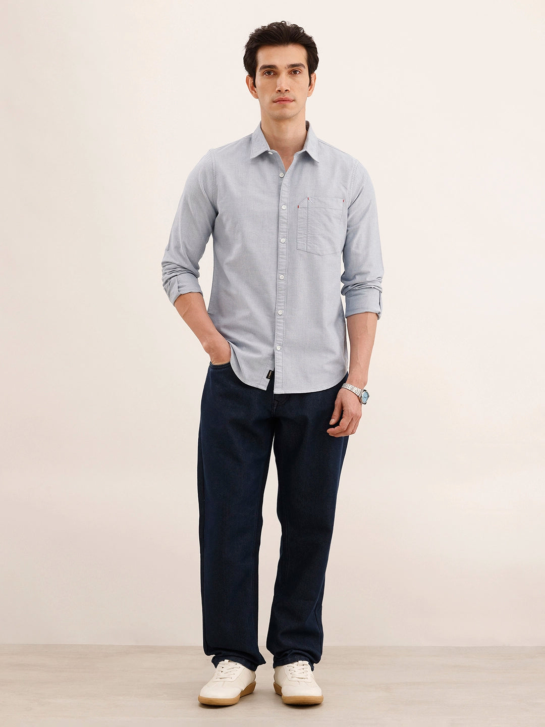 Regular Fit Solid Shirt | Blue