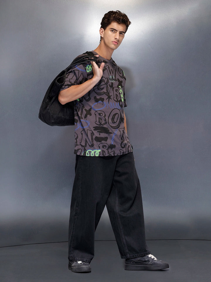 Graphic oversized tee | Charcoal