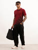 Slim Fit Placement Printed Polo T-Shirt | Maroon