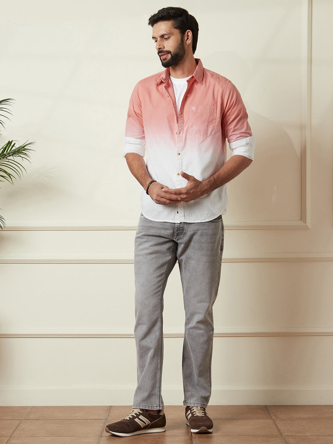 Washed Slim Fit Shirt in Pink