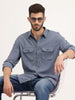 Regular Fit Double Pocket Shirt | Blue