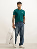 Classic Slim Fit Placement Printed T-Shirt | Dark Green